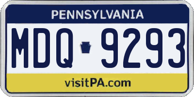 PA license plate MDQ9293