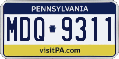 PA license plate MDQ9311