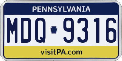 PA license plate MDQ9316