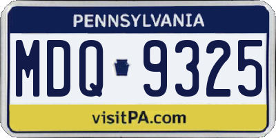 PA license plate MDQ9325