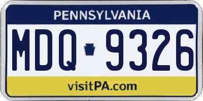 PA license plate MDQ9326
