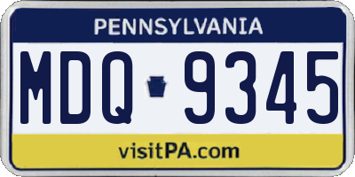PA license plate MDQ9345