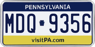 PA license plate MDQ9356
