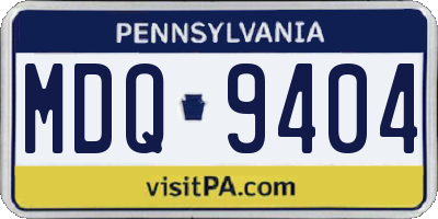 PA license plate MDQ9404