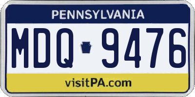PA license plate MDQ9476