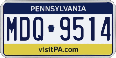 PA license plate MDQ9514