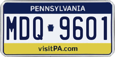 PA license plate MDQ9601