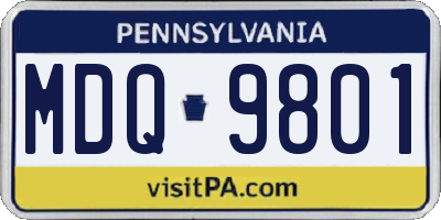 PA license plate MDQ9801