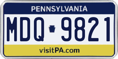 PA license plate MDQ9821