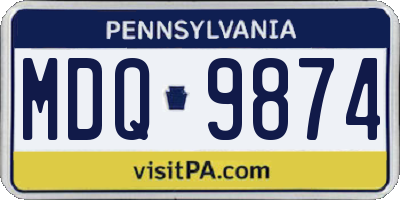 PA license plate MDQ9874