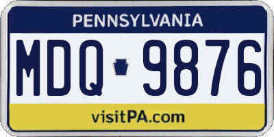 PA license plate MDQ9876