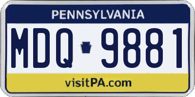 PA license plate MDQ9881