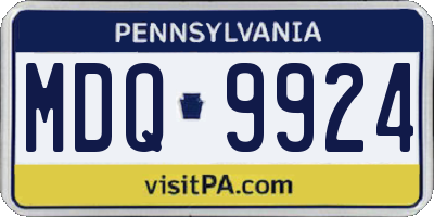 PA license plate MDQ9924
