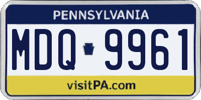 PA license plate MDQ9961