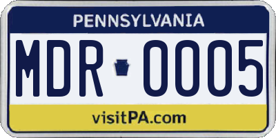 PA license plate MDR0005