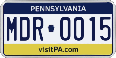 PA license plate MDR0015