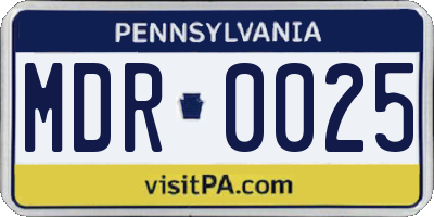 PA license plate MDR0025