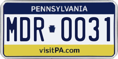 PA license plate MDR0031