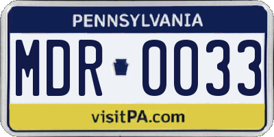 PA license plate MDR0033