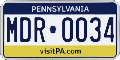 PA license plate MDR0034
