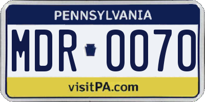PA license plate MDR0070
