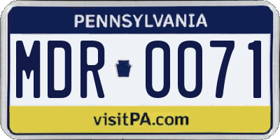 PA license plate MDR0071