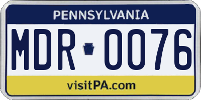 PA license plate MDR0076