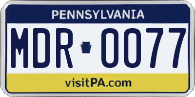 PA license plate MDR0077