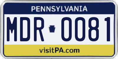 PA license plate MDR0081