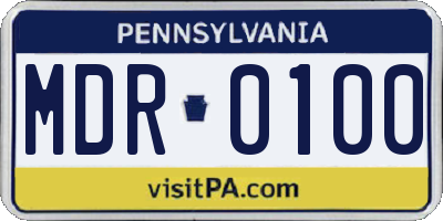 PA license plate MDR0100