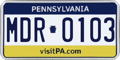 PA license plate MDR0103