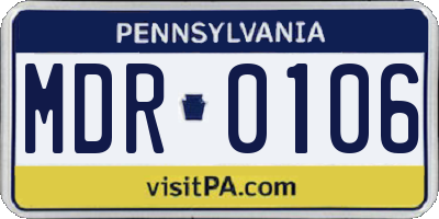 PA license plate MDR0106