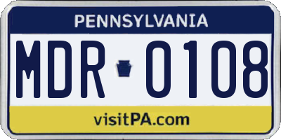 PA license plate MDR0108