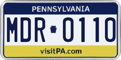 PA license plate MDR0110