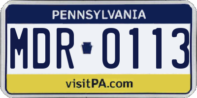 PA license plate MDR0113