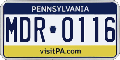 PA license plate MDR0116