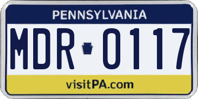PA license plate MDR0117