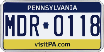 PA license plate MDR0118