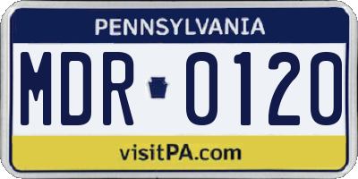 PA license plate MDR0120