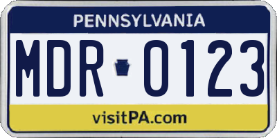 PA license plate MDR0123