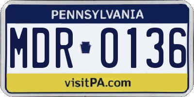 PA license plate MDR0136
