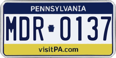 PA license plate MDR0137