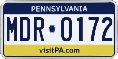 PA license plate MDR0172