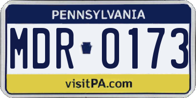 PA license plate MDR0173