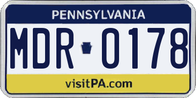 PA license plate MDR0178