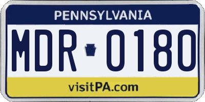 PA license plate MDR0180