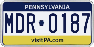 PA license plate MDR0187