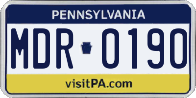 PA license plate MDR0190