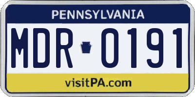 PA license plate MDR0191
