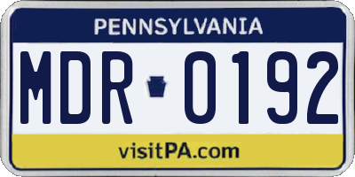 PA license plate MDR0192